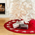 Cream Reindeer on Red Christmas Tree Skirt in Hand Felted Wool - 60"/72" - ARCADIA HOME